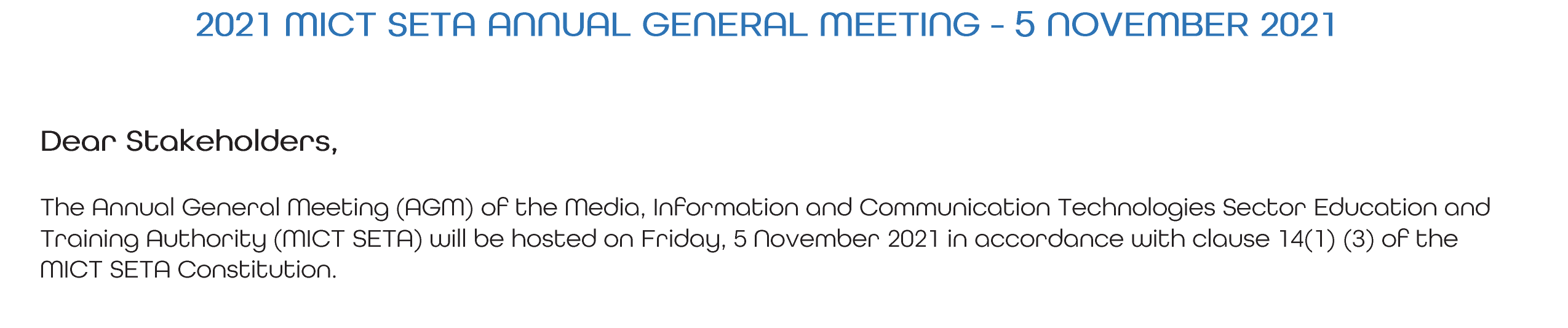 Annual General Meeting 2021 Mict Seta Annual General Meeting 2021 Mict Seta